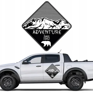 Ekspresowa dostawa 2x NAKLEJKA Grafika na samochód kamper ADVENTURE GÓRY NIEDŹWIEDŹ BEAR 45x45