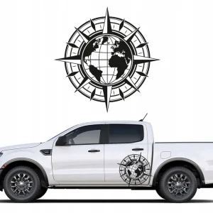 NAKLEJKA NA BOK SAMOCHODU RÓŻA WIATRÓW 60x60cm Ekspresowa dostawa