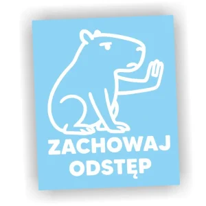 Oryginalny Naklejka ZACHOWAJ ODSTĘP KAPIBARA BIAŁY śmieszne naklejki na samochód auto!