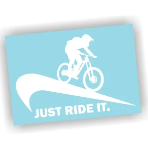 Tani Naklejka JUST RIDE IT kolor BIAŁY enduro mtb downhill naklejki na samochód!