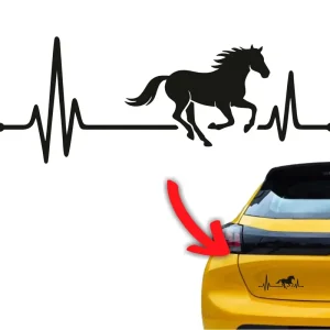 Wyprzedaż Naklejka LINIA ŻYCIA KOŃ galopujący kolor CZARNY jazda konna konie naklejki