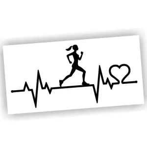 Oferta limitowana Naklejka LINIA ŻYCIA BIEGACZKA serce kolor CZARNY bieganie naklejki na auto