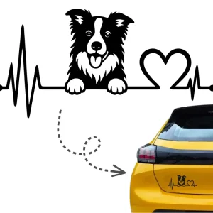Naklejka LINIA ŻYCIA PIES BORDER COLLIE kolor CZARNY naklejki na samochód! Niska cena
