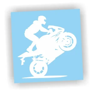Naklejka MOTOCYKLISTA STUNT kolor BIAŁY ścigacz motocykl naklejki na auto! Tani