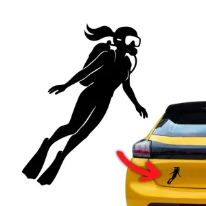 Bezpieczna płatność Naklejka NUREK KOBIETA kolor CZARNY nurkowanie naklejki na samochód auto!