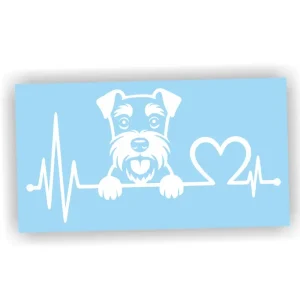 Niska cena Naklejka LINIA ŻYCIA PIES SZNAUCER kolor BIAŁY naklejki na samochód auto!