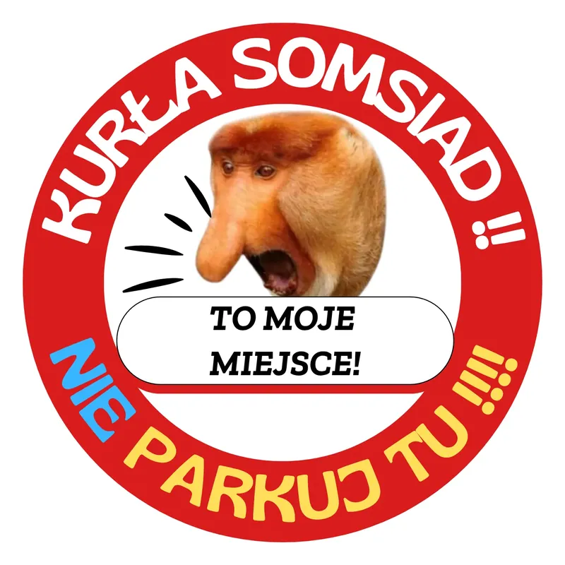 NAKLEJKI TRUDNOZRYWALNE KARNY KARNIAK 7CM x100 JANUSZ MAŁPA NOSACZ NA AUTO Ekspresowa dostawa