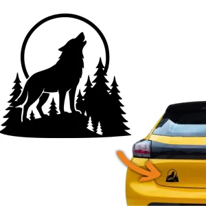 Szybka dostawa Naklejka WILK WYJĄCY kolor CZARNY las księżyc naklejki na samochód auto!