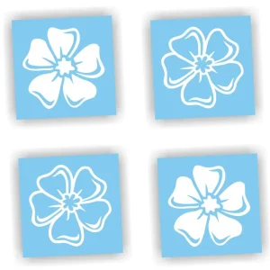 Niska cena Naklejka KWIATKI kolor BIAŁY zestaw 4 szt. naklejki na samochód auto!
