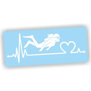 Naklejka LINIA ŻYCIA NUREK kobieta kolor BIAŁY nurkowanie naklejki na auto! Oryginalny