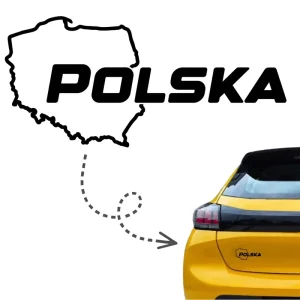 Naklejka POLSKA kolor CZARNY napis kontur naklejki patriotyczne na samochód Kup teraz