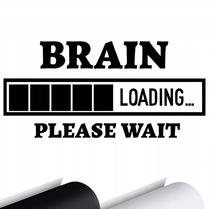 NAKLEJKA Grafika na samochód JESZCZE ŚPIĘ – BRAIN LOADING Please wait 20x9 Nowość