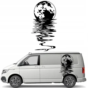 Zwrot pieniędzy NAKLEJKA Grafika na kamper Przyczepę samochód KSIĘŻYC MORZE MOON 90x47