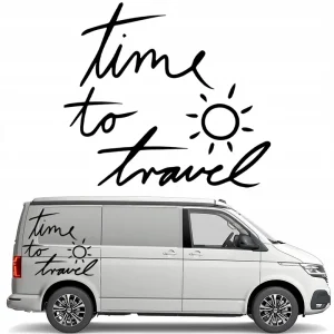 NAKLEJKA Grafika na Kamper TIME TO TRAVEL PODRÓŻ Wyprawa Przygoda 48x43 Oryginalny