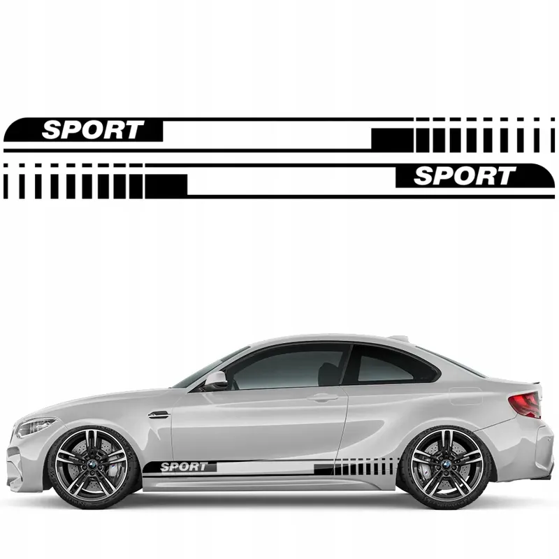 Wyprzedaż 2x NAKLEJKA Grafika na bok samochodu PASKI PASY SPORTOWE SPORT LINIE 14x220