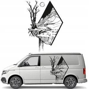 Darmowa dostawa NAKLEJKA Grafika na kamper przyczepę kempingową GÓRY 3D MOUNTAINS 45x62