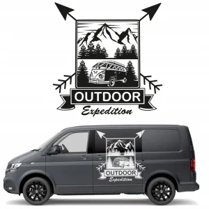 Tylko dziś NAKLEJKA Grafika na kamper przyczepę EXPEDITION GÓRY MOUNTAINS LAS 44x46