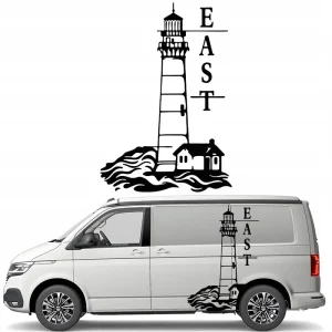 Oferta NAKLEJKA Grafika na kamper samochód LATARNIA MORSKA EAST WEST MORZE 43x30