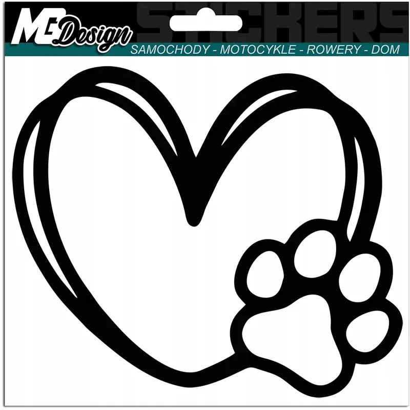 Tylko dziś NAKLEJKA Grafika na samochód auto Serce Heart ŁAPA Łapka psa DOG 15x13