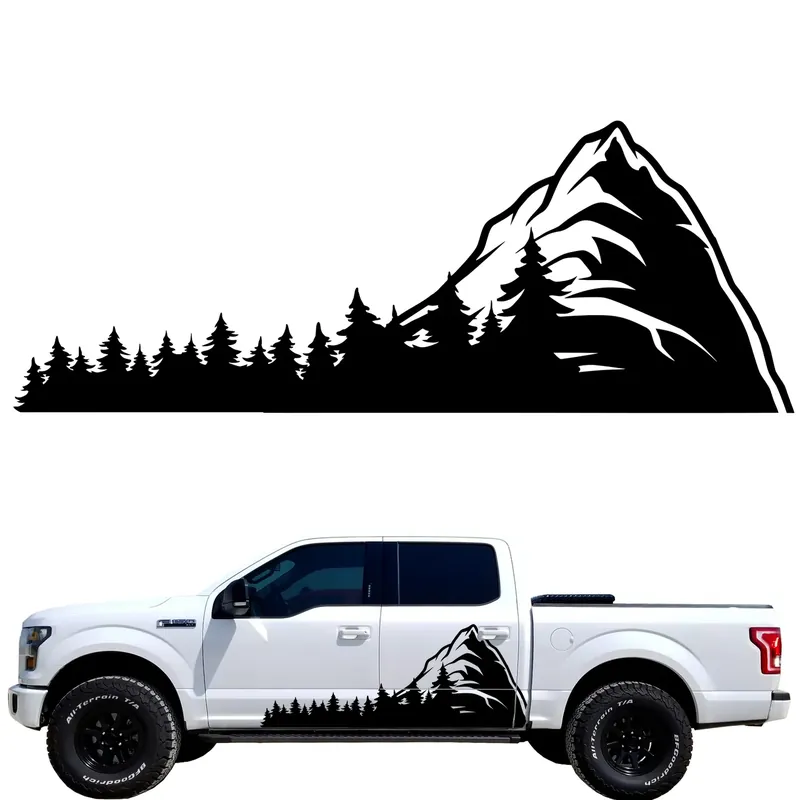 NAKLEJKA Grafika na kamper samochód MOTYW GÓRSKI Góry Mountains LAS 44x117 Nowość