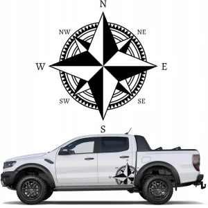 Zwrot pieniędzy NAKLEJKA Grafika na kamper przyczepę kempingową KOMPAS RÓŻA WIATRÓW 43x43