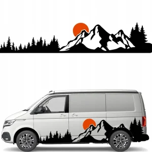 NAKLEJKA Grafika na kamper auto przyczepę GÓRY MOUNTAINS LAS 43x218 KOLOR Oferta