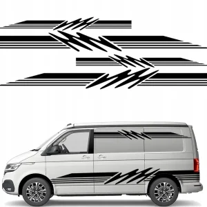 2xNAKLEJKA Grafika na kamper przyczepę MOTYW SKOŚNE PASKI PASY LINIE 44x270 Rabat