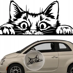 Wysoka jakość Naklejka na samochód auto, szybę lakier, tuning, kot na klapę bagażnik 15cm
