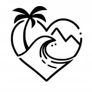 Naklejka na samochód auto, szybę lakier, tuning plaża palmy serce 20cm Popularny