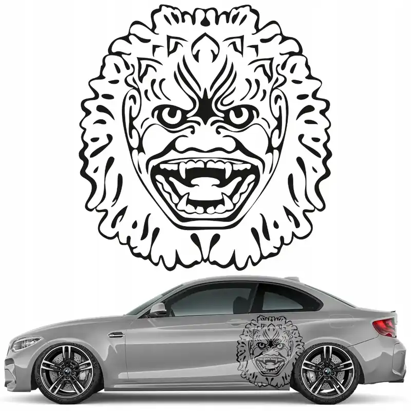 Ostatnia szansa Naklejka Grafika na samochód maskę JAPAN DEMON EVIL MASKA TWARZ 44x46