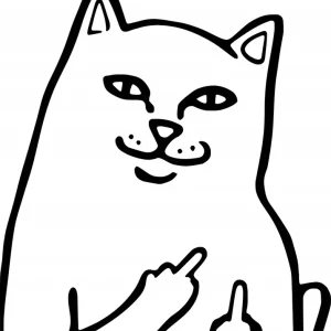 Naklejka na samochód auto, szybę lakier, tuning środkowy palec kot 20cm Darmowa dostawa