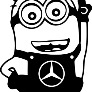 Wyprzedaż Naklejka na samochód auto, szybę lakier tuning, Minionek logo Mercedes 20cm