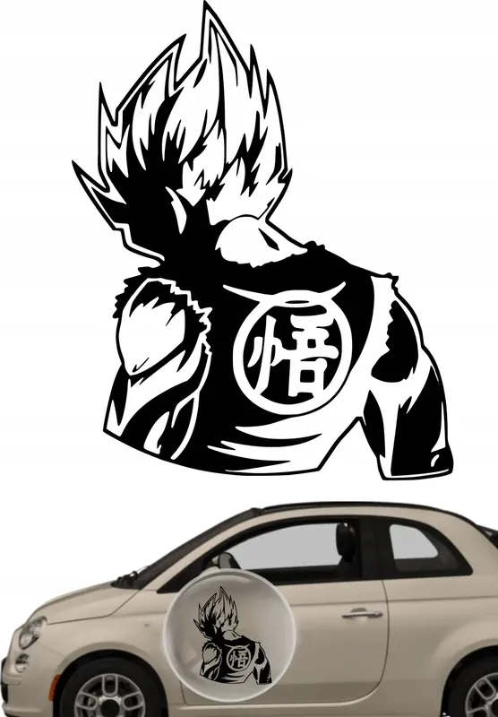 Autentyczny Naklejka na samochód auto, szybę lakier, tuning DRAGON BALL son goku 20cm