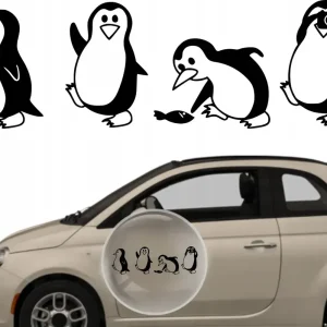 Szybka dostawa Naklejka na samochód auto, szybę lakier, tuning, śmieszne pingwinki 15cm