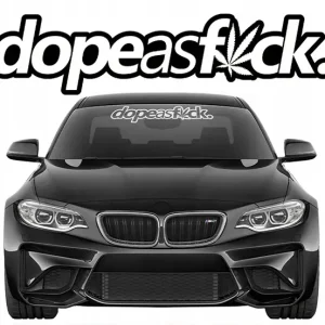 Naklejka na samochód szybę BLENDA Pas Przedni DOPE AS FUCK Weed JDM 60x14 Popularny