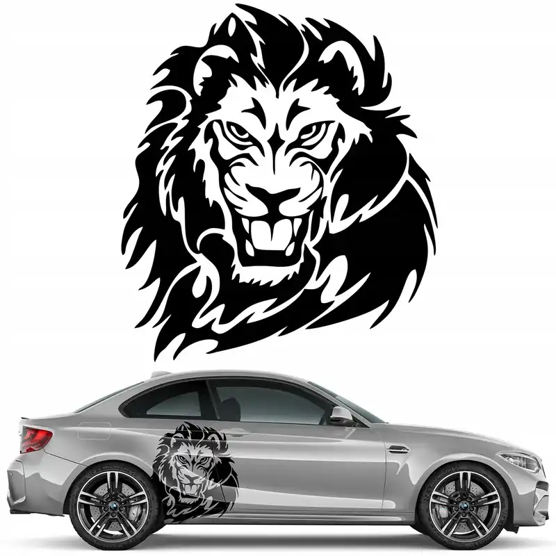Naklejka Grafika na samochód auto maskę LEW LION GŁOWA ZWIERZĘ 43x49 |Kolor Niska cena