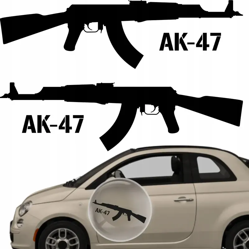 Naklejka na samochód auto, szybę lakier, tuning ak47 karabin 15cm Promocja