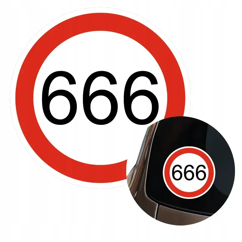 Zwrot pieniędzy Naklejka GRAFIKA na samochód Cyfra 666 ŚMIESZNE LICZBY Numbers 15x15