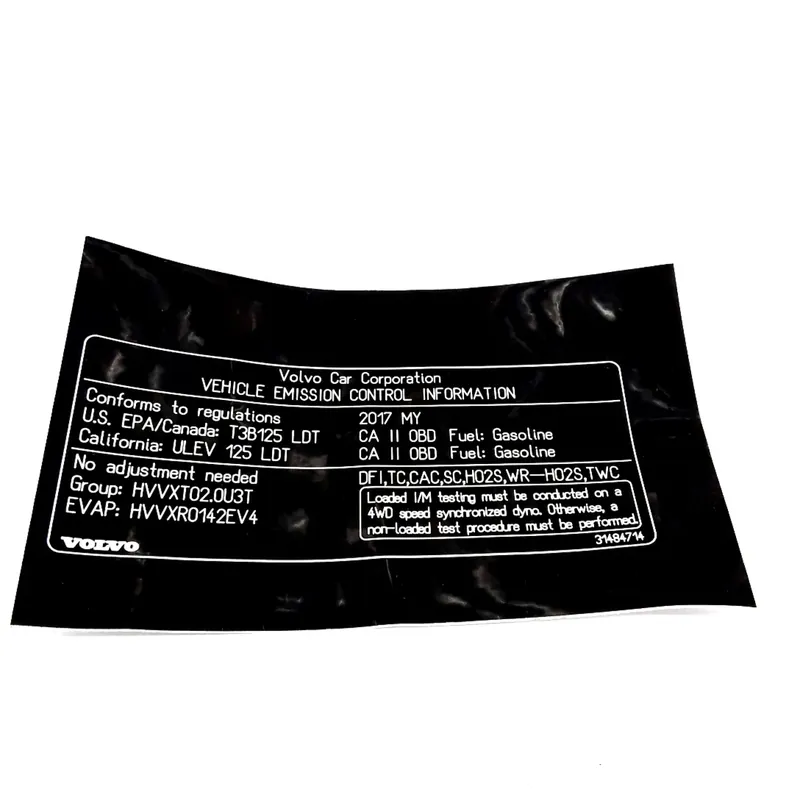 Oferta VOLVO XC90 naklejka ograniczenie emisji spalin oryginalna 31484714 OE