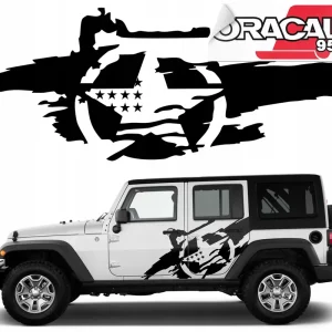 Tani 1x NAKLEJKA na samochód GWIAZDA Flaga USA 112x43