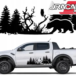 Szybka dostawa NAKLEJKA NA BOK SAMOCHODU NIEDŹWIEDŹ LAS 44x115cm