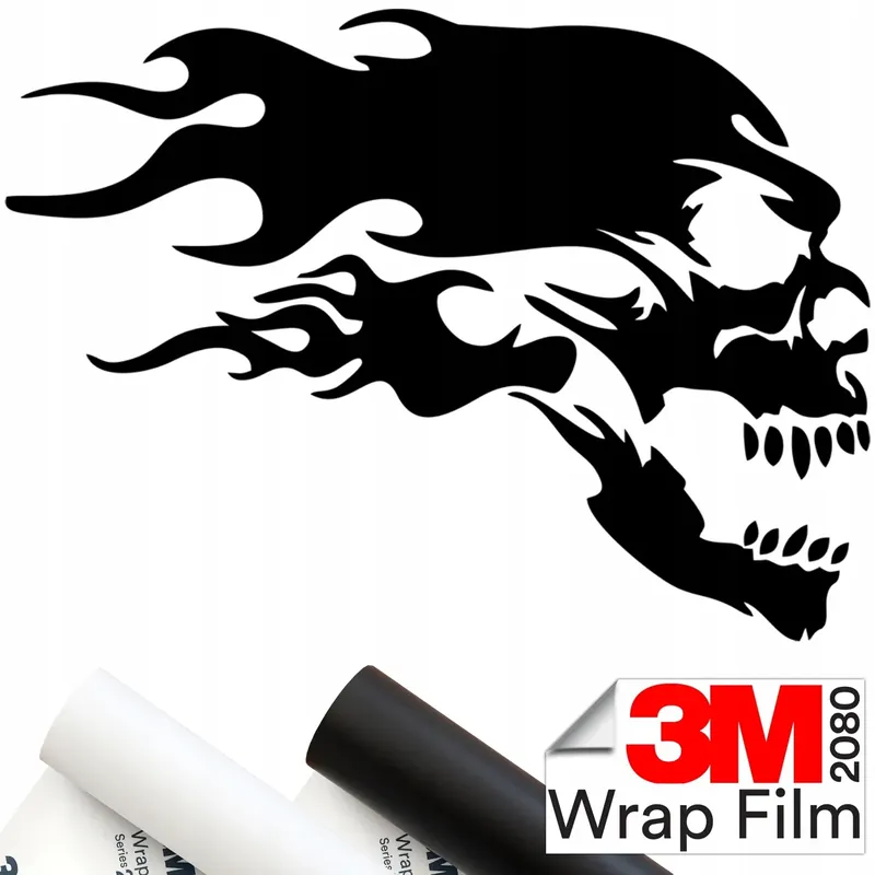 3M 2080 NAKLEJKA na auto CZASZKA CZACHA PŁOMIEŃ SKULL 15x11 Premium