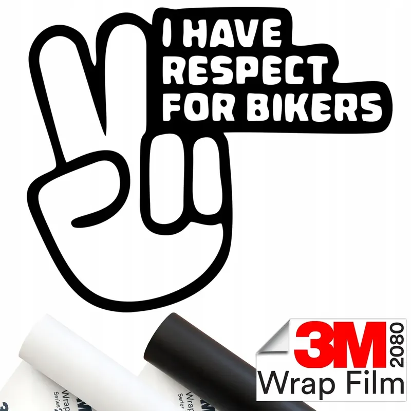 3M 2080 NAKLEJKA na samochód RESPECT FOR BIKERS 15x12 cm Oryginalny