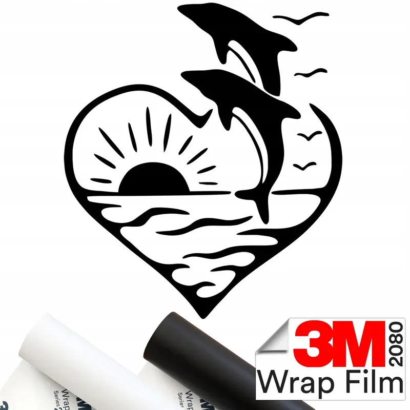 3M 2080 NAKLEJKA na auto SERCE DELFINY DOLPHIN OCEAN 13x15 Tylko dziś