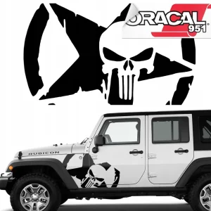 NAKLEJKA na samochód JEEP Gwiazda Punisher 30x17 Promocja