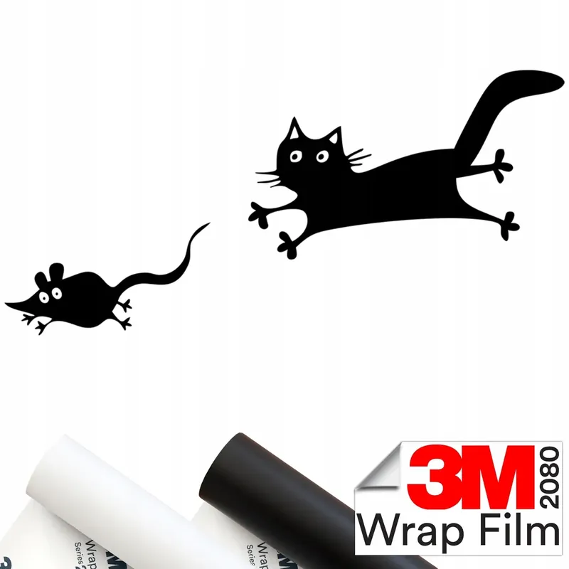 3M 2080 NAKLEJKA na auto MYSZ MYSZKA KOT CAT MOUSE 15x7 Oferta limitowana