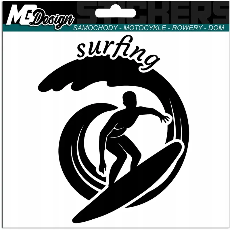 Zamów teraz 1x Naklejka na samochód MOTYW SURFER FALA SURFING 20x25