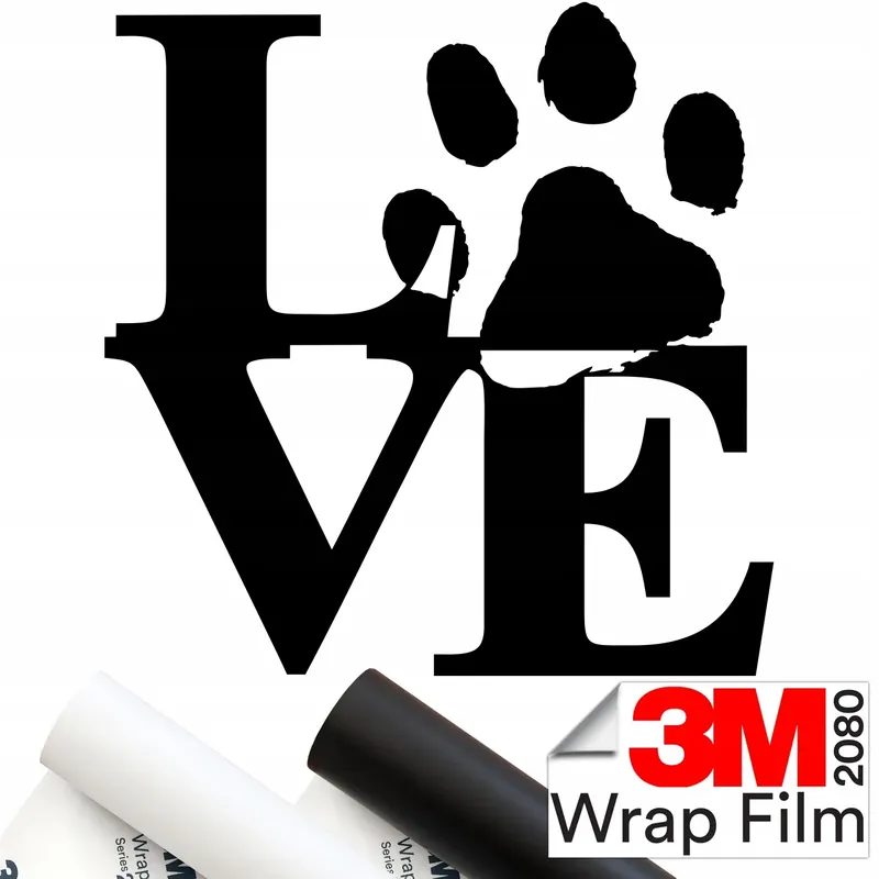 3M 2080 NAKLEJKA na samochód KOCHAM PSY LOVE ŁAPA 15x15 Oferta limitowana