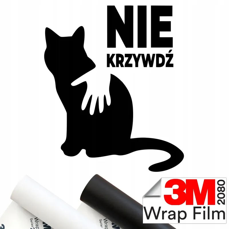 3M 2080 NAKLEJKA na samochód NIE KRZYWDŹ - KOT CAT 14x12 Bezpieczna płatność