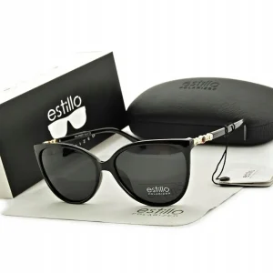 DAMSKIE Okulary POLARYZACYJNE Kocie Oczy CZARNE PRZECIWSŁONECZNE UV400 mark Autentyczny